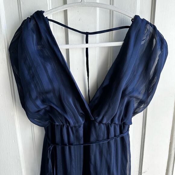 Superfoxx Sheer Stripe Superplice Midi Dress Navy - Picture 3 of 10